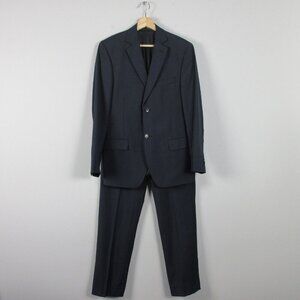 Angelico Viapiana Suit 100% Wool Men Size 48 Black Single Breasted Business 790